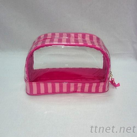 透明條紋布化妝包